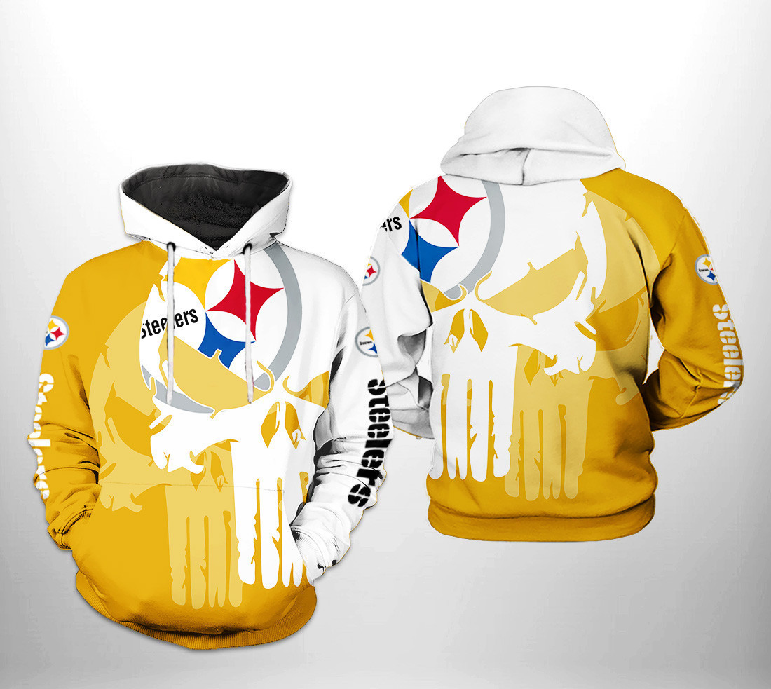 NFL Pittsburgh Steelers NFL Team Skull 3D All Over Print Hoodie & Zip Hoodie