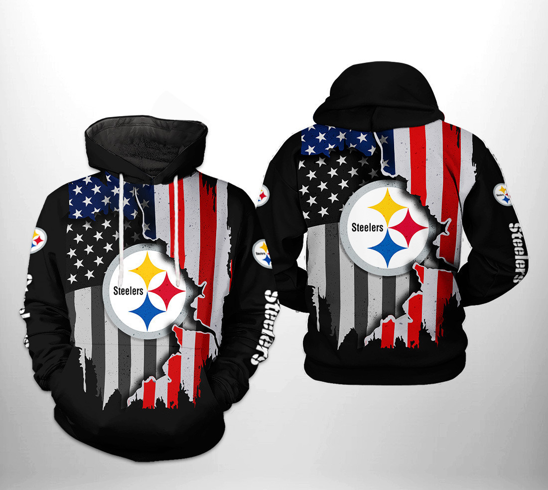 NFL Pittsburgh Steelers NFL US Flag Team 3D All Over Print Hoodie & Zip Hoodie
