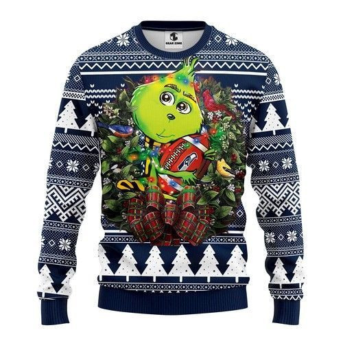Nfl Seattle Seahawks Grinch Hug Ugly Christmas Sweater Perfect Holiday Gift