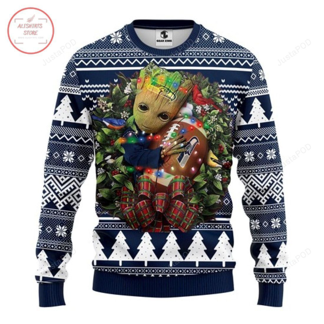 Nfl Seattle Seahawks Groot Ugly Christmas Sweater, Perfect Holiday Gift