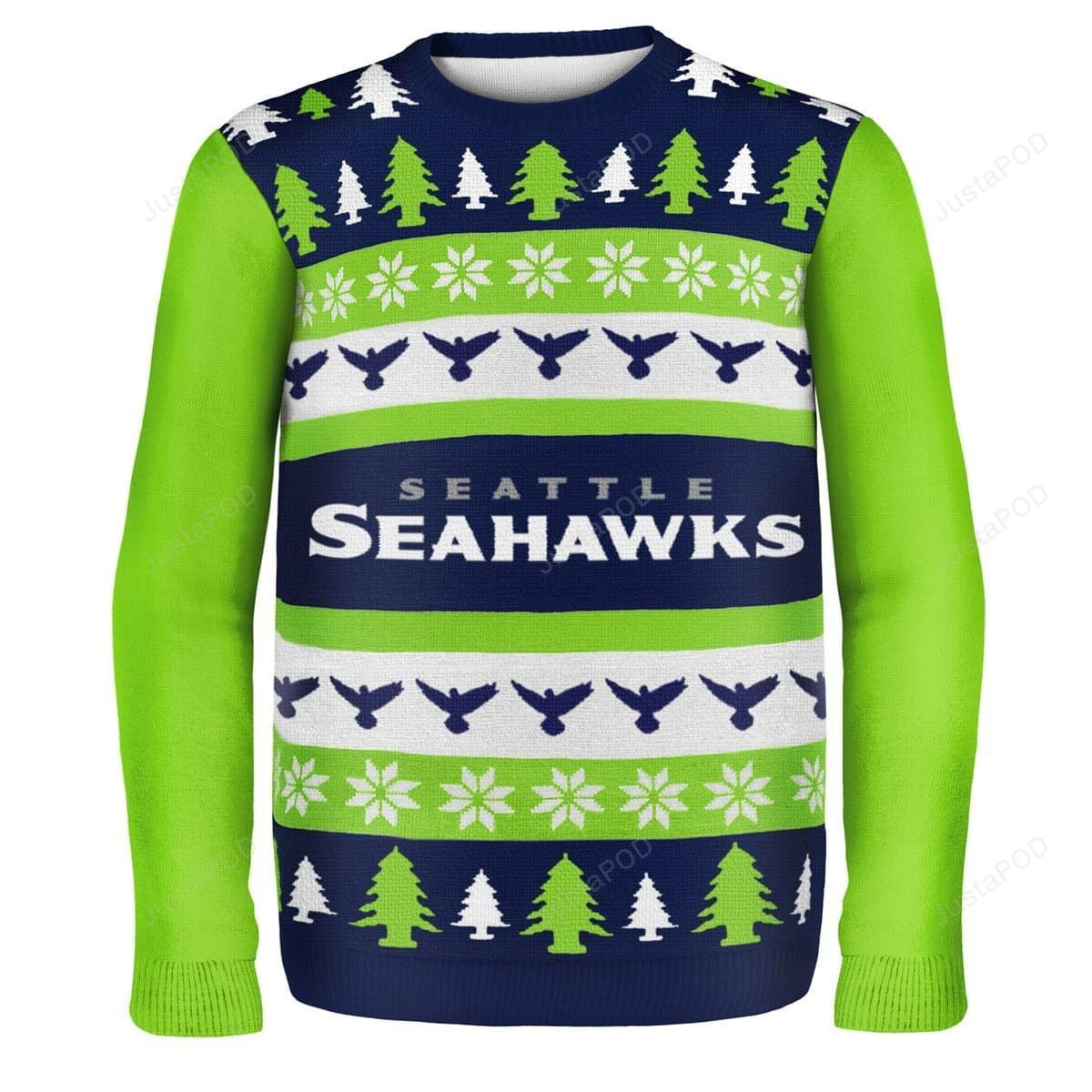 NFL Seattle Seahawks Wordmark Nfl Ugly Christmas Sweater,