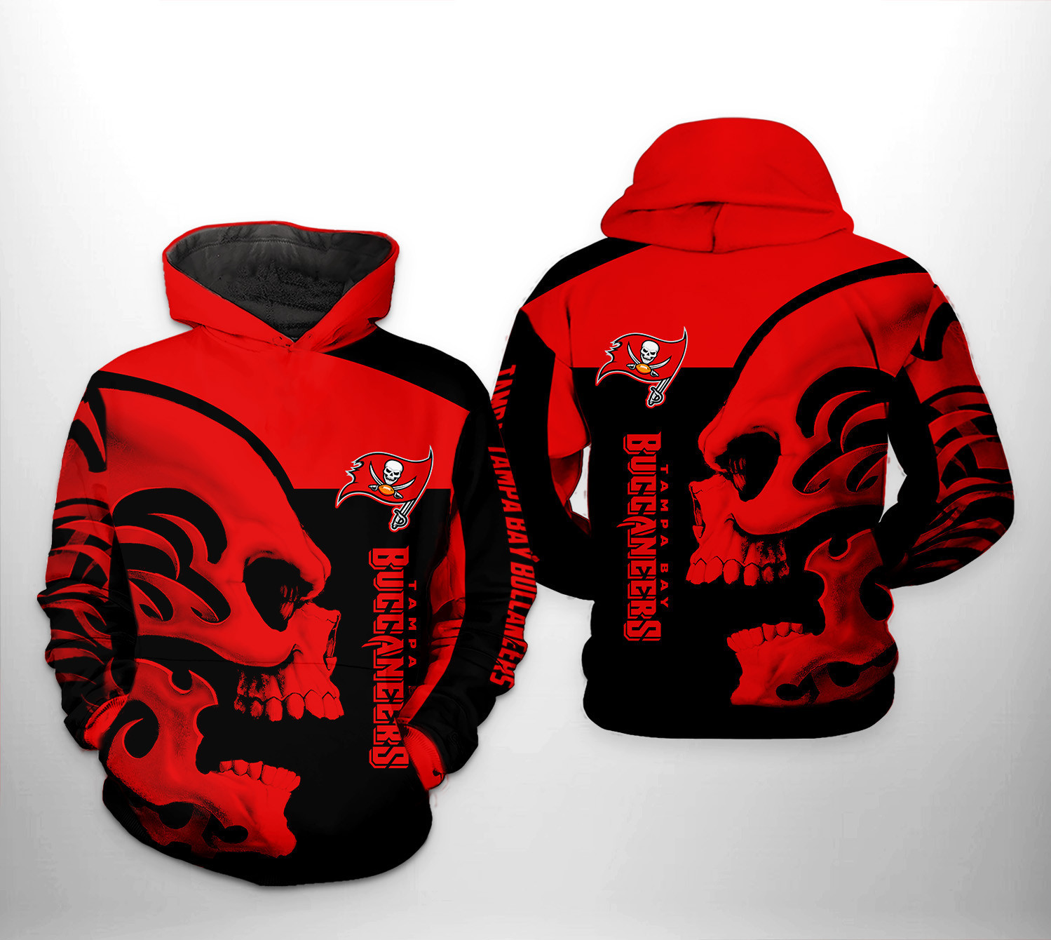 NFL Tampa Bay Buccaneers NFL Skull 3D All Over Print Hoodie & Zip Hoodie