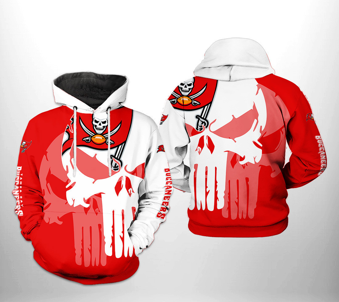 NFL Tampa Bay Buccaneers NFL Team Skull 3D All Over Print Hoodie & Zip Hoodie