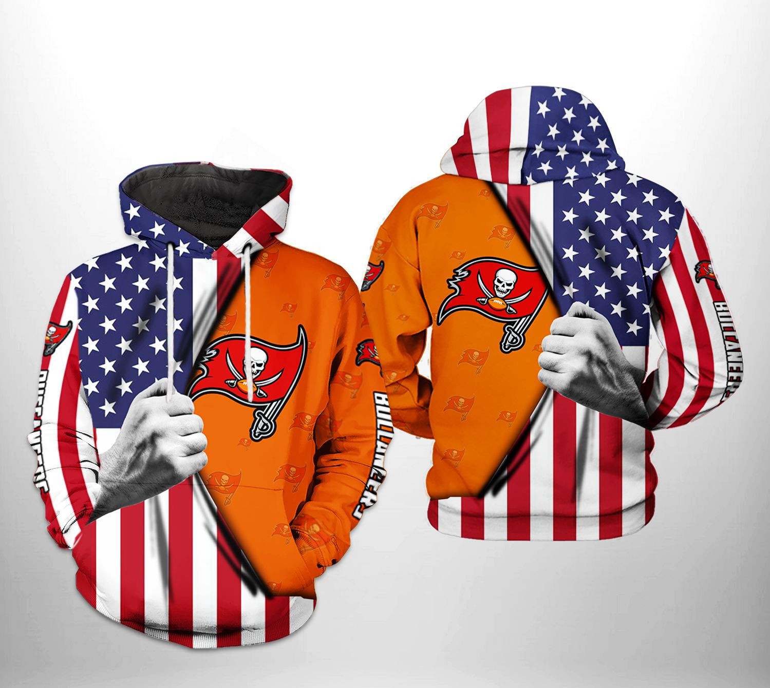 NFL Tampa Bay Buccaneers NFL US Flag Team 3D All Over Print Hoodie & Zip Hoodie
