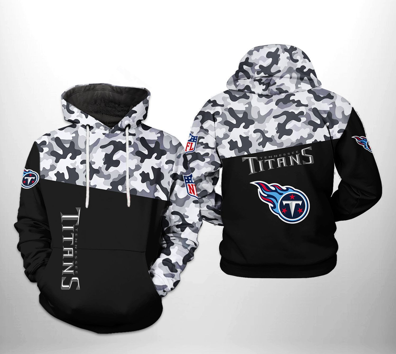 NFL Tennessee Titans NFL Camo Veteran Team 3D All Over Print Hoodie & Zip Hoodie