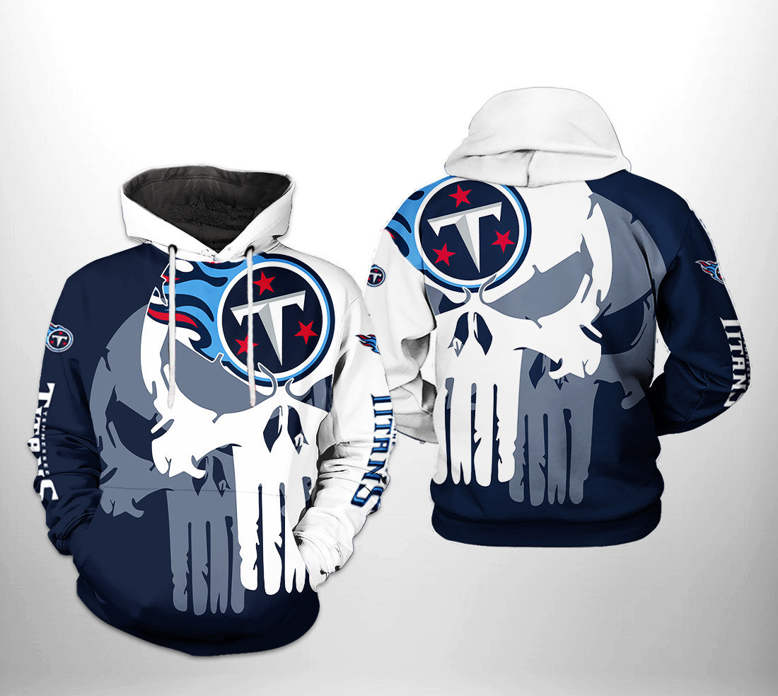 NFL Tennessee Titans NFL Team Skull 3D All Over Print Hoodie & Zip Hoodie