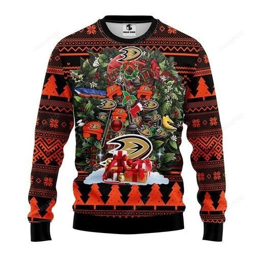 Nhl Anaheim Ducks Tree Ugly Christmas Sweater,