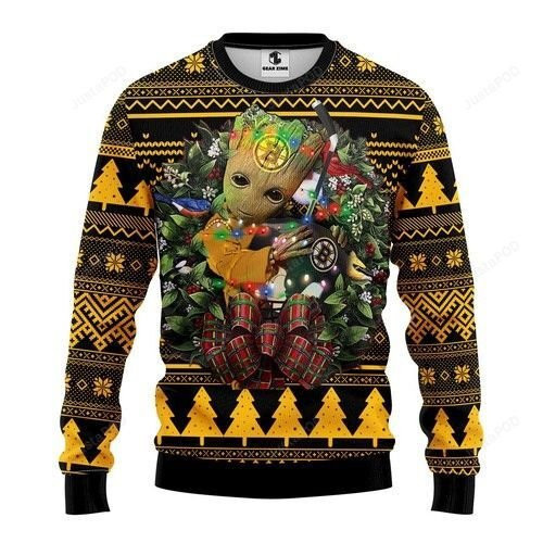 Nhl Boston Bruins Groot Hug Ugly Christmas Sweater,