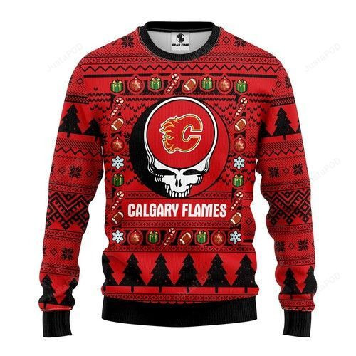 Nhl Calgary Flames Grateful Dead Ugly Christmas Sweater,