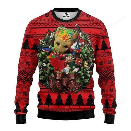 Nhl Calgary Flames Groot Hug Ugly Christmas Sweater, Perfect Holiday Gift