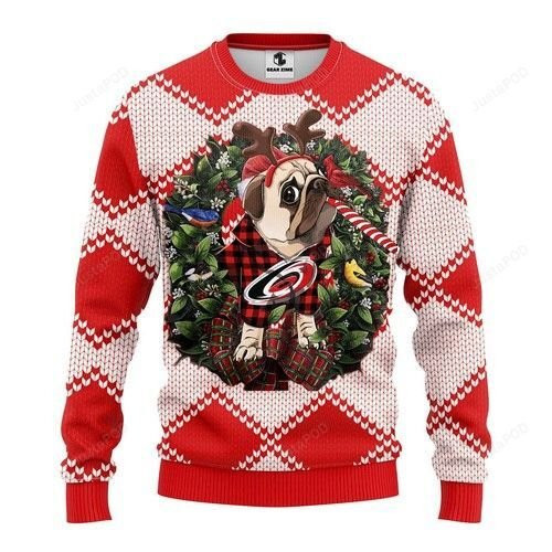 Nhl Carolina Hurricanes Pug Dog Ugly Christmas Sweater,