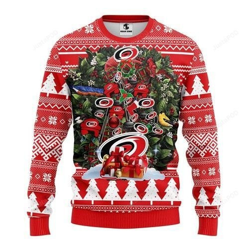 Nhl Carolina Hurricanes Tree Christmas Ugly Christmas Sweater,