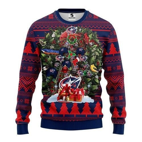 Nhl Columbus Blue Jackets Tree Christmas Ugly Christmas Sweater,