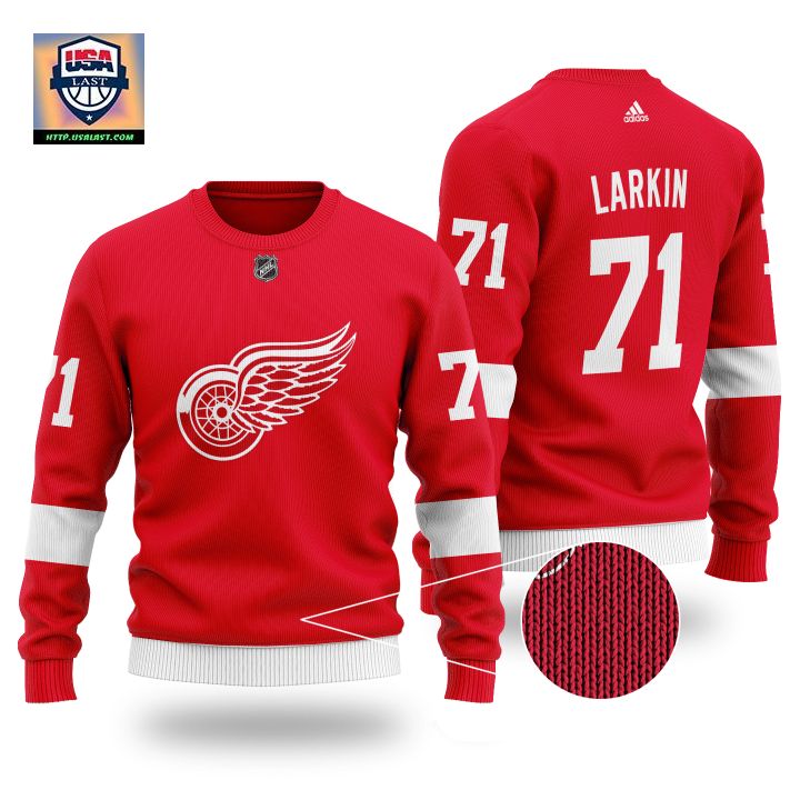 Nhl Detroit Red Wings Larkin 71 Red Wool Sweater