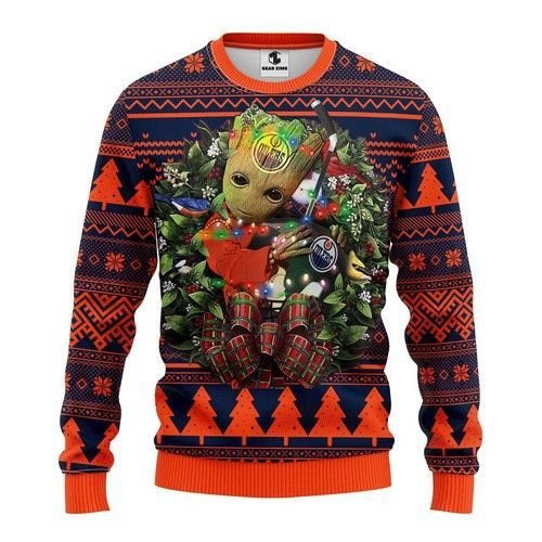 Nhl Edmonton Oilers Groot Hug Ugly Christmas Sweater,