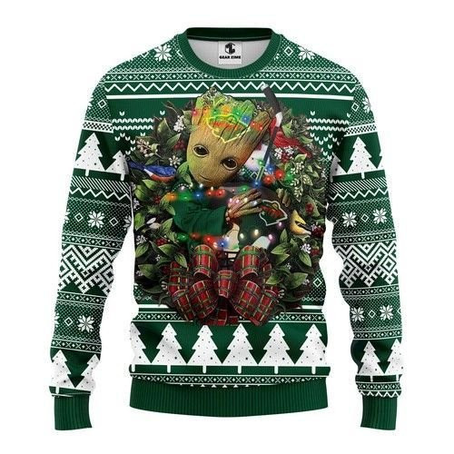 Nhl Minnesota Wild Groot Hug Ugly Christmas Sweater, Perfect Holiday Gift