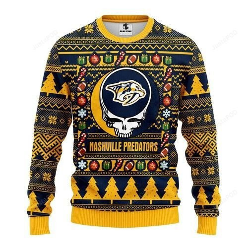 Nhl Nashville Predators Grateful Dead Ugly Christmas Sweater,