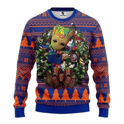 Nhl New York Islanders Groot Hug Ugly Christmas Sweater,