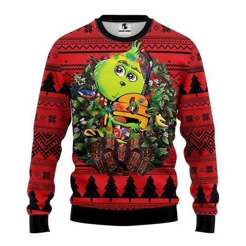 Nhl Ottawa Senators Grinch Hug Ugly Christmas Sweater, Perfect Holiday Gift