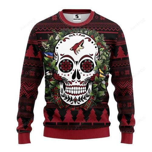 Nhl Phoenix Coyotes Skull Flower Ugly Christmas Sweater,