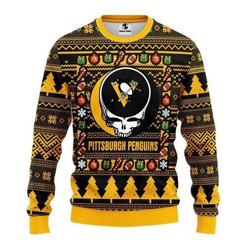 Nhl Pittsburgh Penguins Grateful Dead Ugly Christmas Sweater, Perfect Holiday Gift