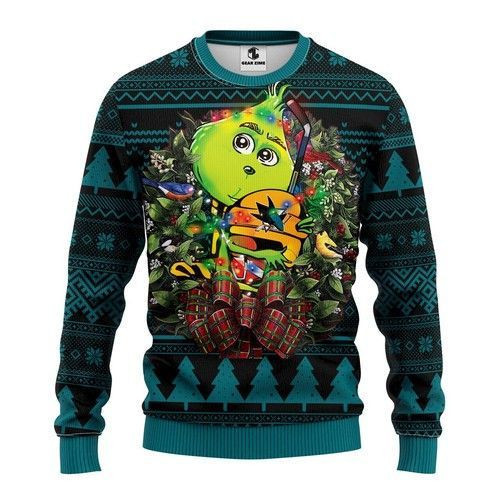 Nhl San Jose Sharks Grinch Hug Ugly Christmas Sweater,