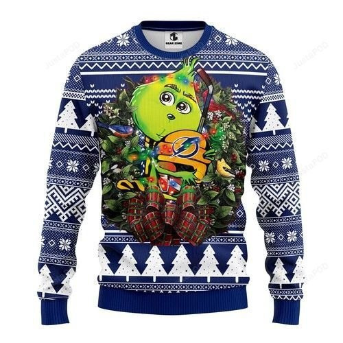 Nhl Tampa Bay Lightning Grinch Hug Ugly Christmas Sweater,
