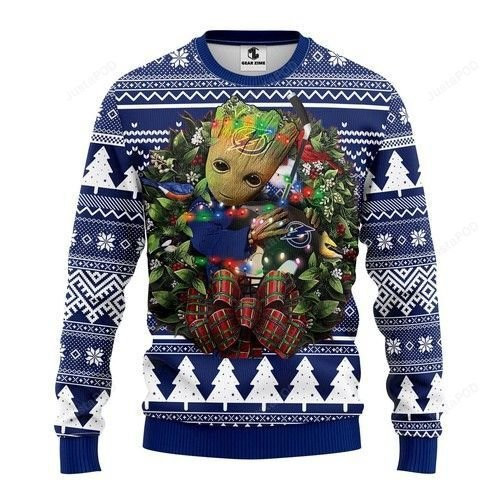 Nhl Tampa Bay Lightning Groot Hug Ugly Christmas Sweater,