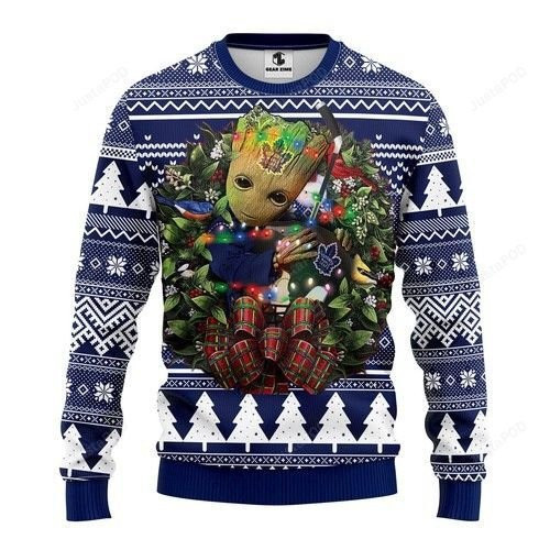 Nhl Toronto Maple Leafs Groot Hug Ugly Christmas Sweater, Perfect Holiday Gift