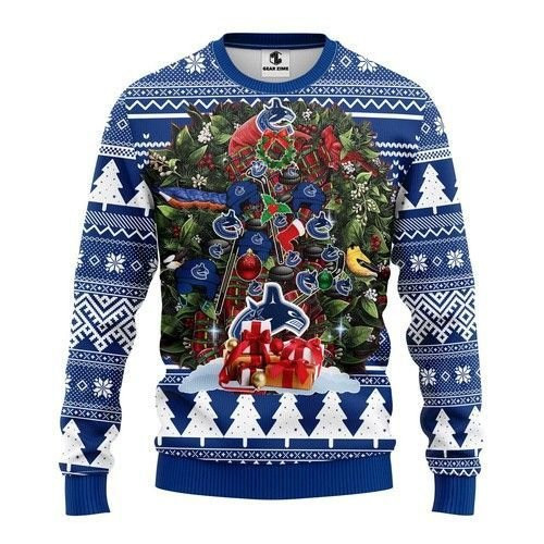 Nhl Vancouver Canucks Tree Ugly Christmas Sweater,