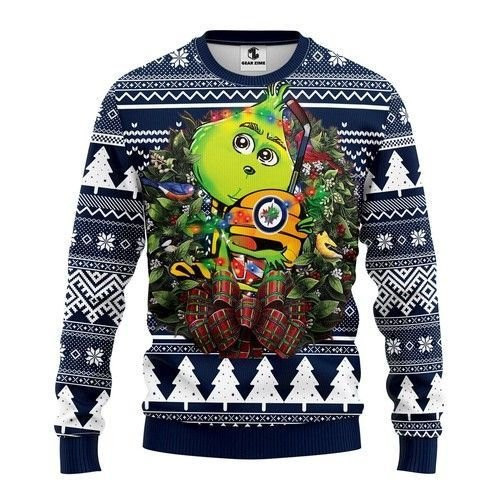 Nhl Winnipeg Jets Grinch Hug Ugly Christmas Sweater,