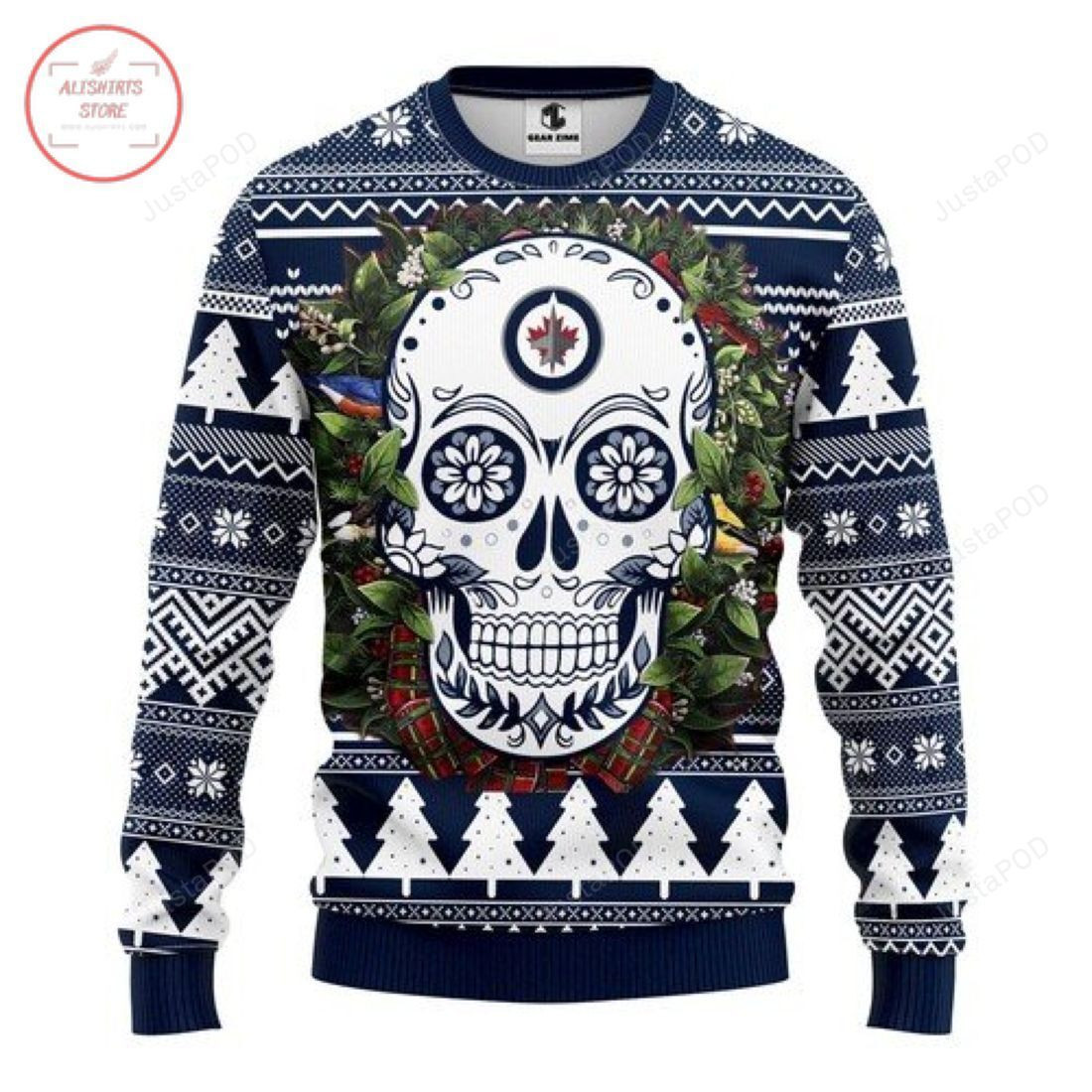 Nhl Winnipeg Jets Skull Ugly Christmas Sweater, Perfect Holiday Gift