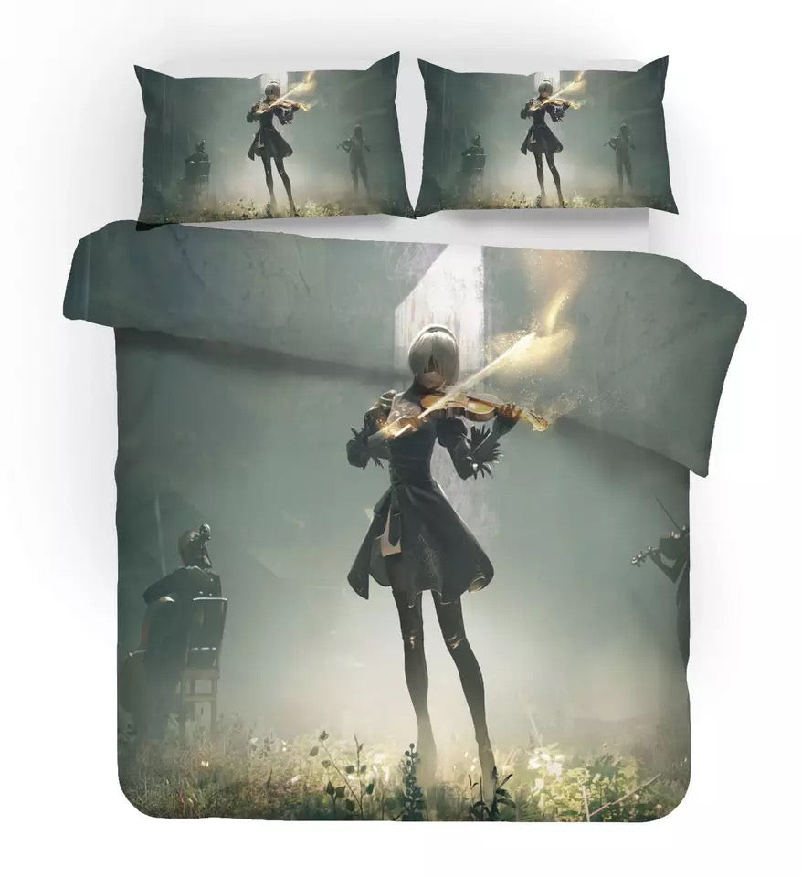 Nier Automata Yorha 2B Duvet Cover Quilt Cover Pillowcase Bedding Set Bed Linen Home Bedroom Decor