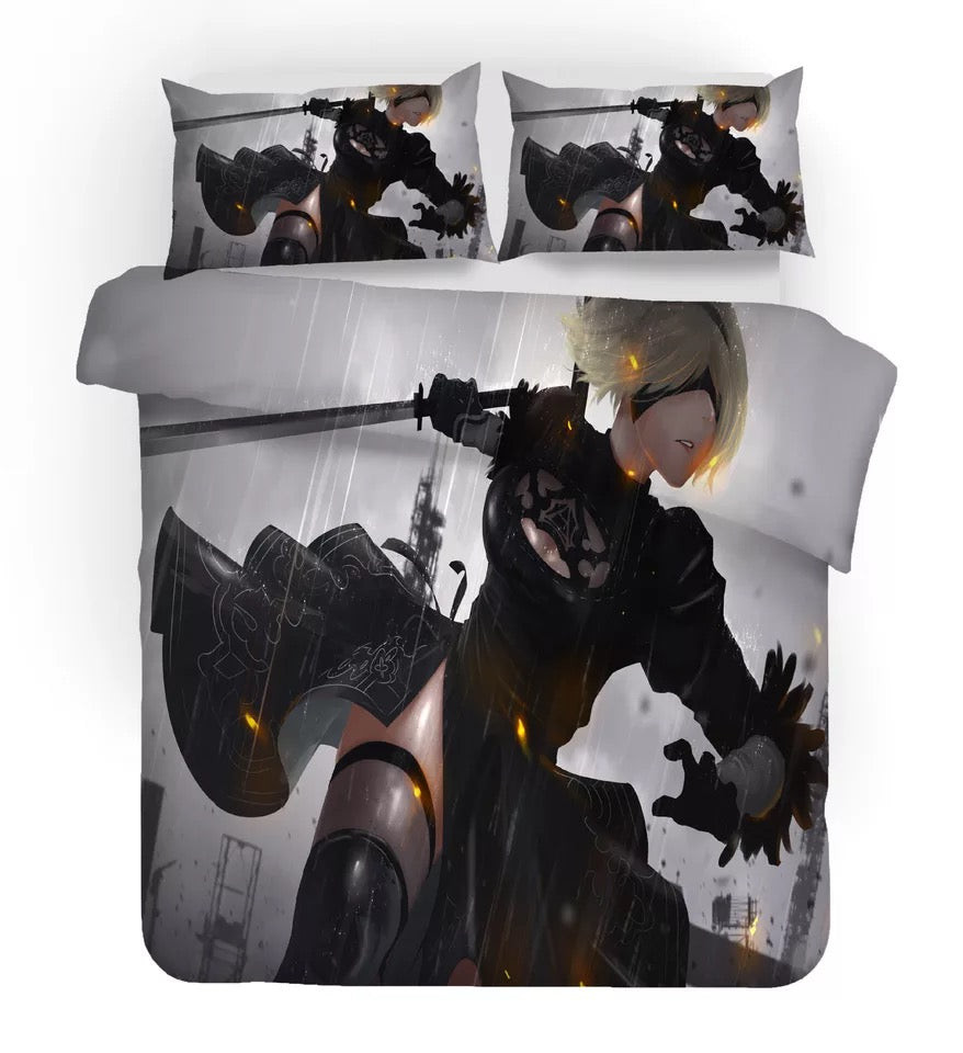 Nier Automata Yorha 2B Duvet Cover Quilt Cover Pillowcase Bedding Set Bed Linen Home Bedroom Decor