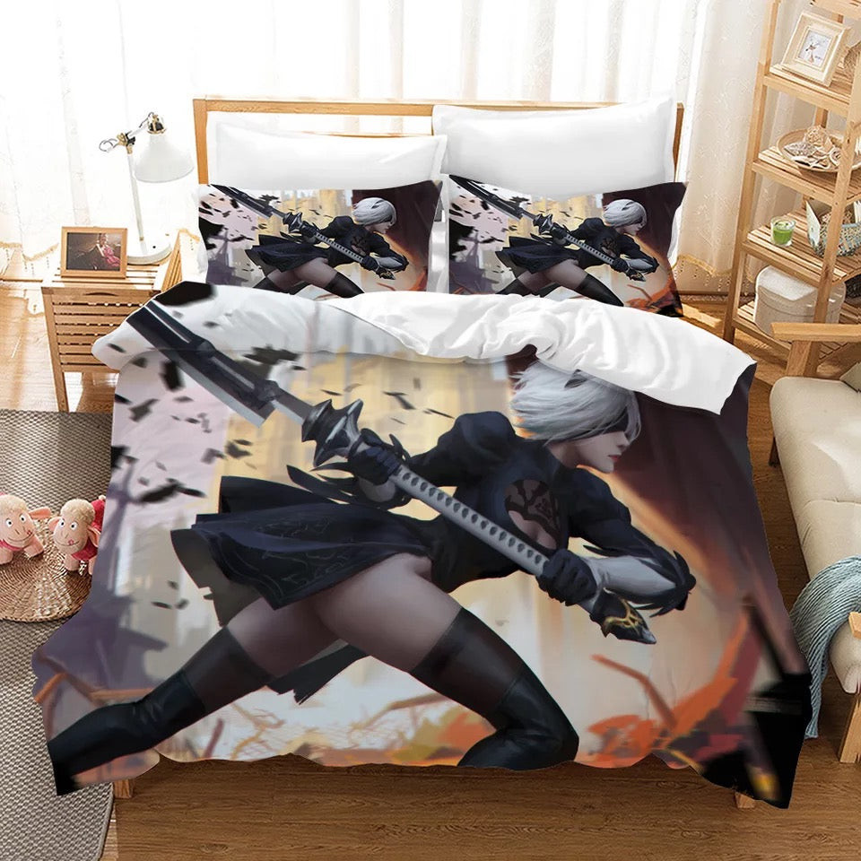 Nier Automata Yorha 2B Duvet Cover Quilt Cover Pillowcase Bedding Set Bed Linen Home Bedroom Decor