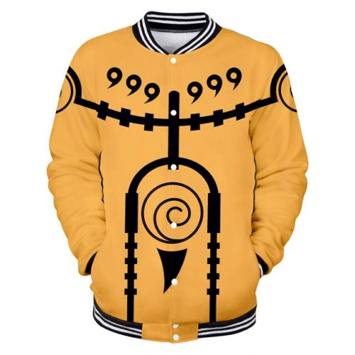 Nine-Tailed Chakra Mode Fashion Baseball Jacket for Men & Women | Anime Fan Gift