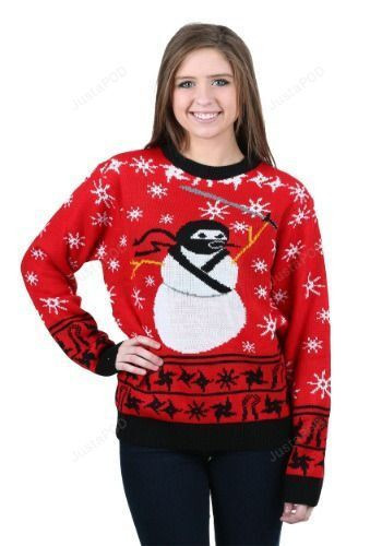 Ninja Snowman Ugly Christmas Sweater, Perfect Holiday Gift