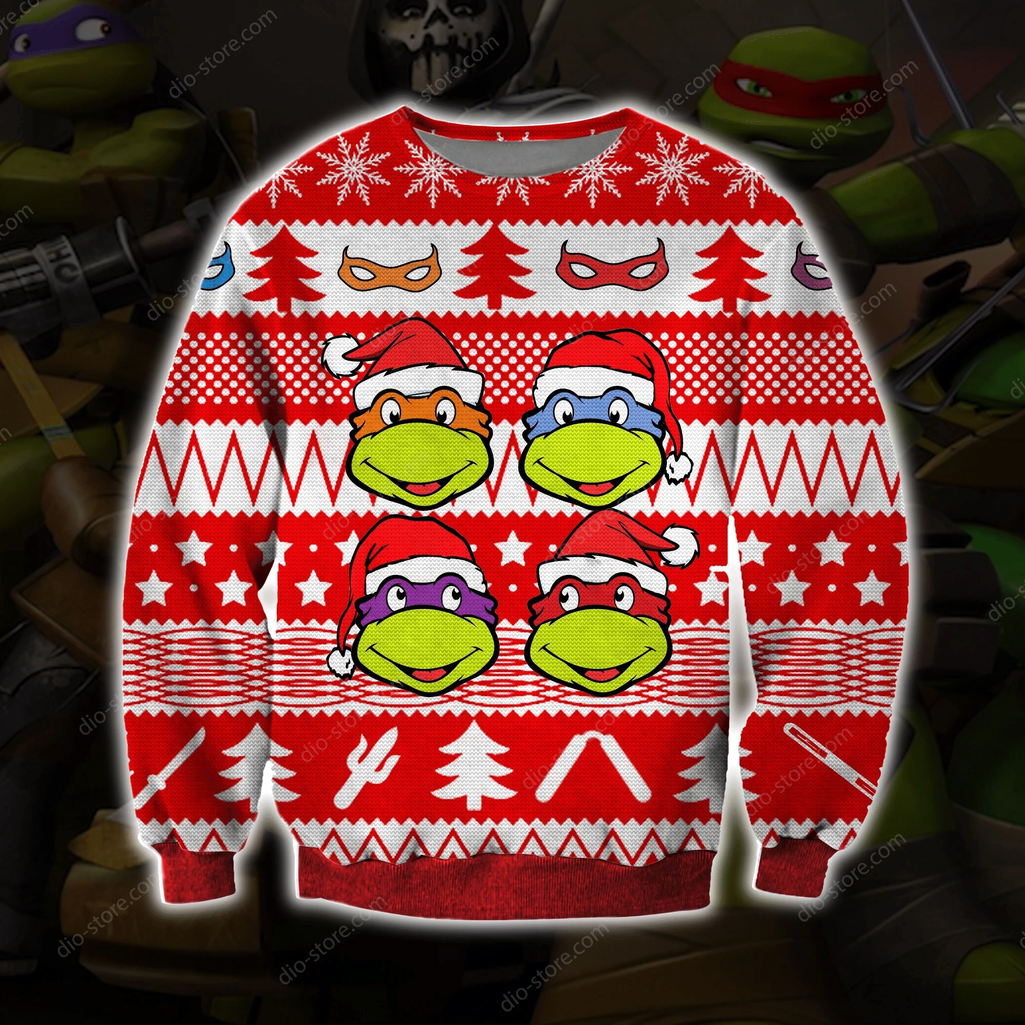 Ninja Turtles Knitting Pattern 3D Print Ugly Christmas Sweater