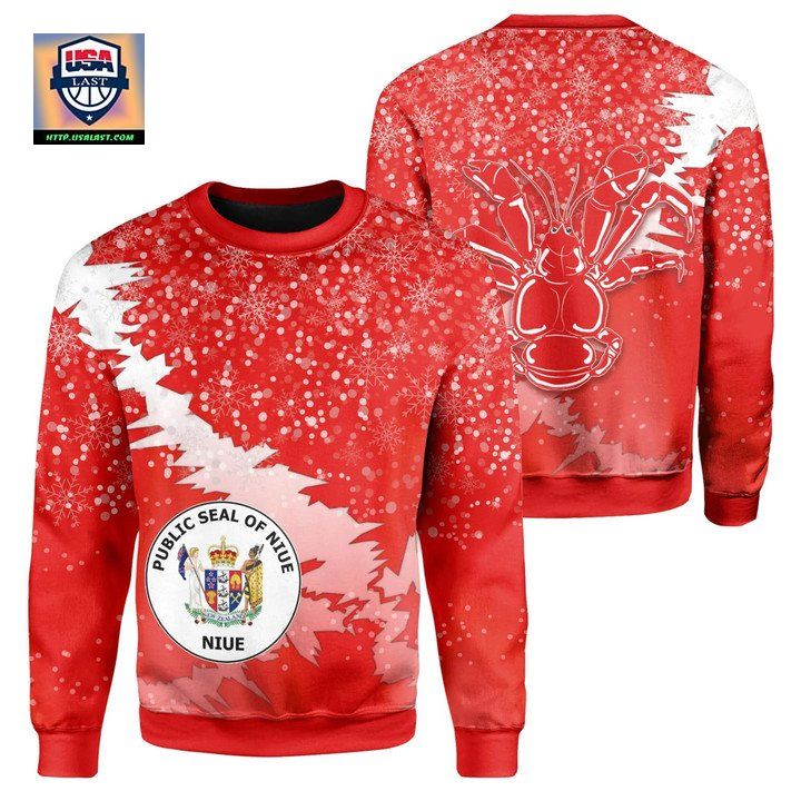 Niue Coat Of Arms Coconut Crab Christmas Sweater Red X Style J83