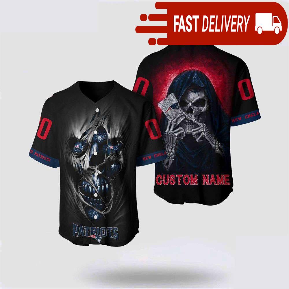 NLF New England Patriots Baseball Jersey Alchemy Grim Reaper Design Your Own Shirt