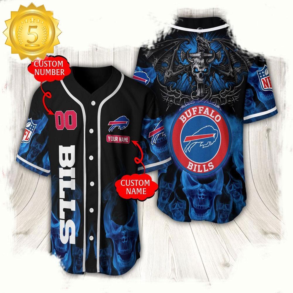 NLF Personalized Name & Numbler Buffalo Bills Baseball Jersey