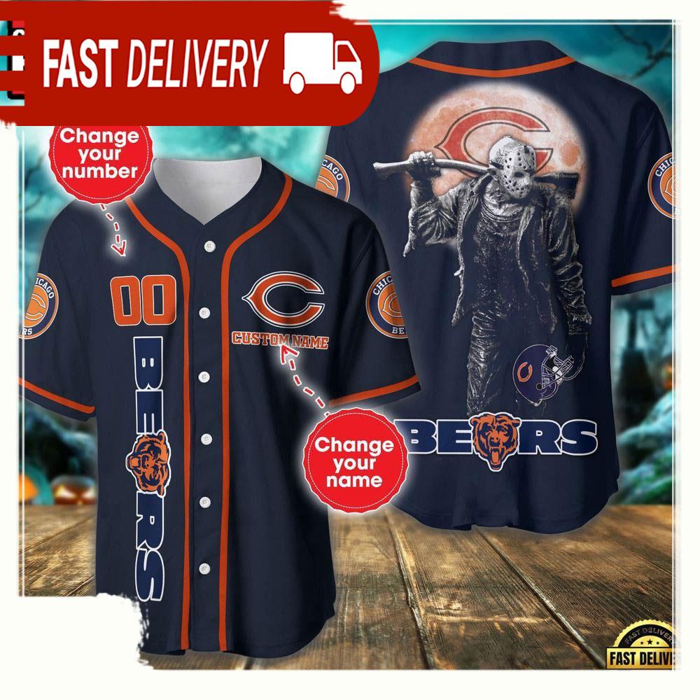 NLF Personalized Name & Numbler Chicago Bears Horror 3D  Baseball Jersey Shirt
