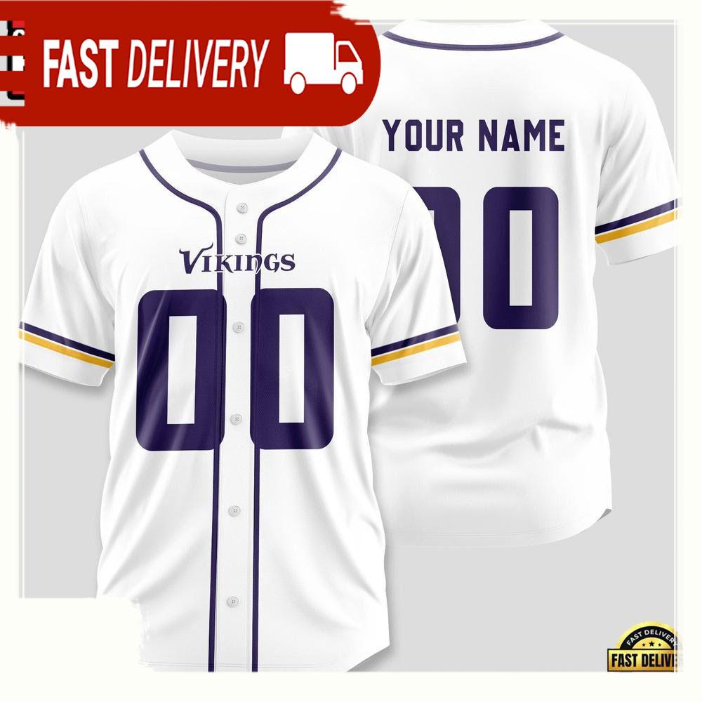NLF Personalized Name & Numbler Minnesota Vikings Design Baseball Jersey Shirt