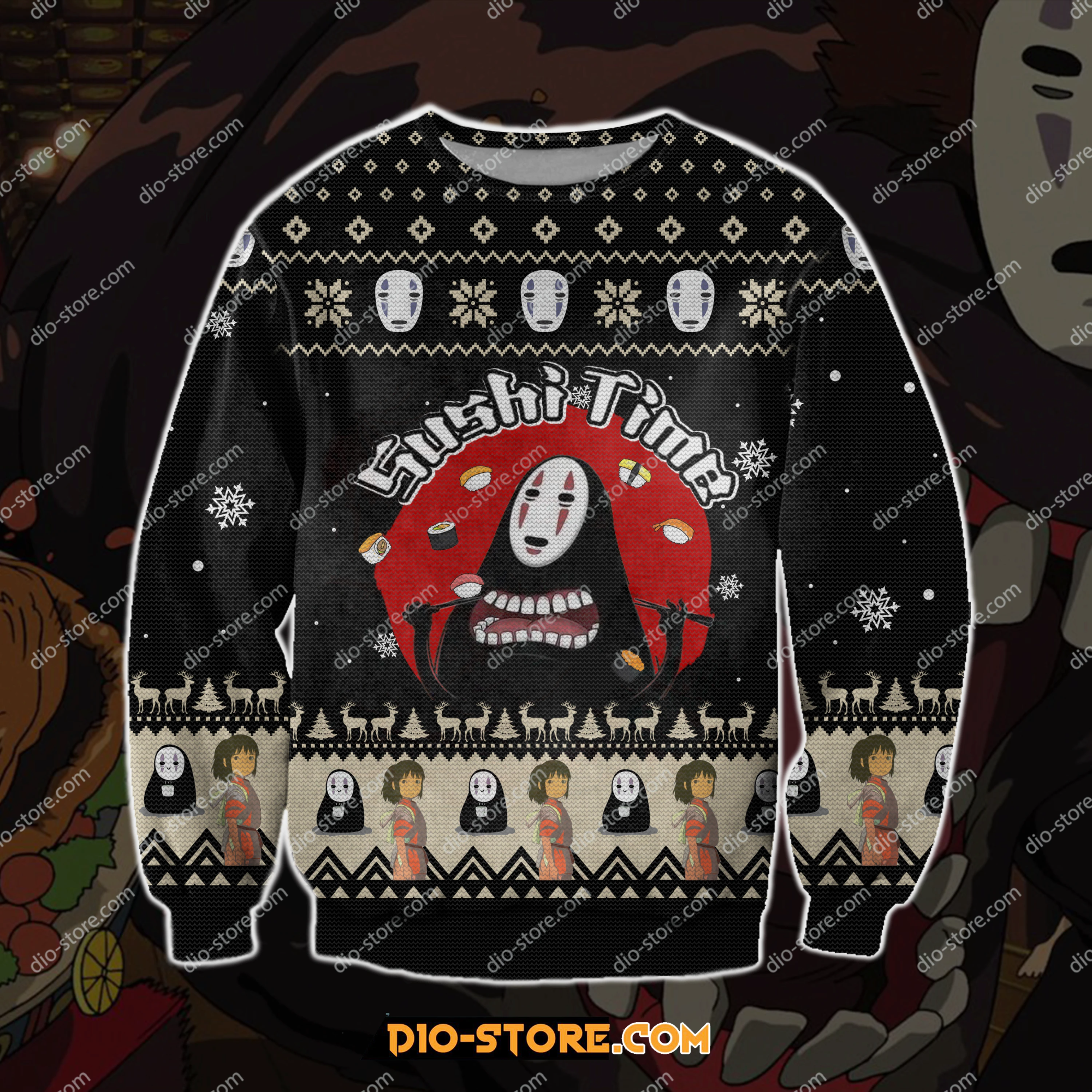 No-Face Spirited Away 3D Print Ugly Christmas Sweater