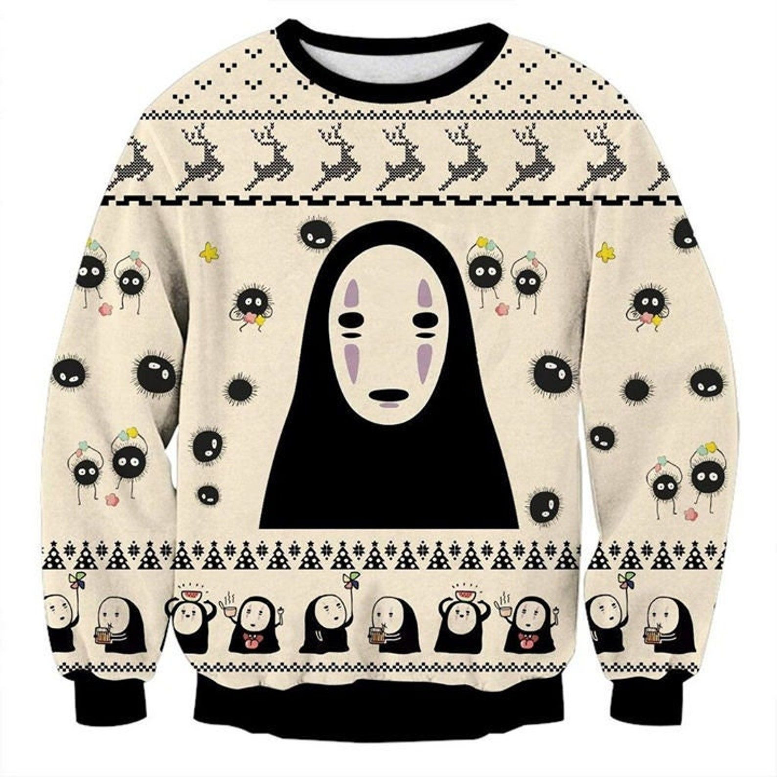 No-Face Spirited Away Studio Ghibli For Anime Fans Ugly Christmas Sweater,