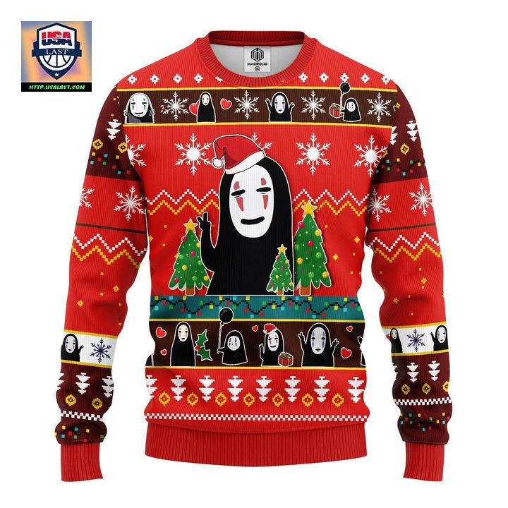 No Face Sprited Away Anime Ugly Christmas Sweater Red 1 Amazing Gift Idea Thanksgiving Gift