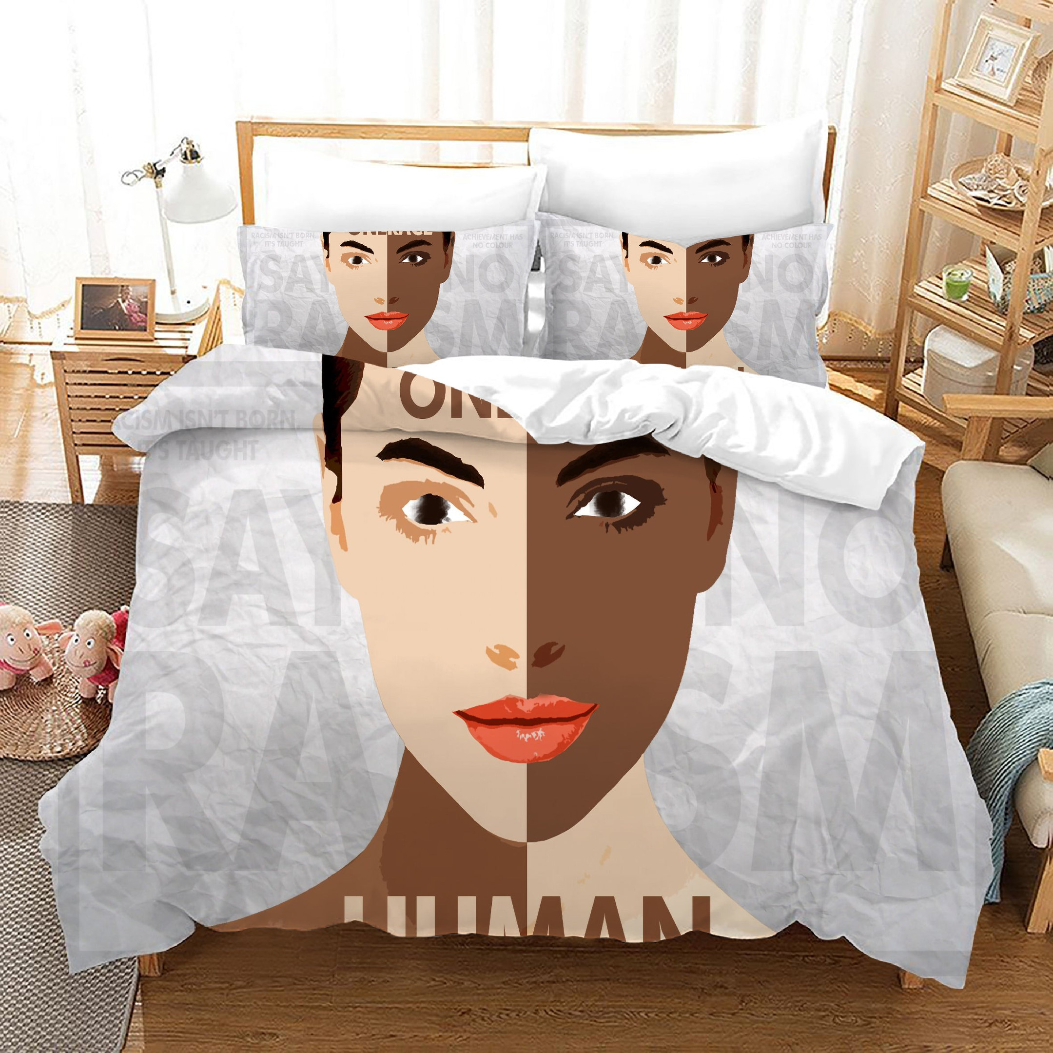 No Racism Duvet Cover Quilt Cover Pillowcase Bedding Set Bed Linen Home Bedroom Decor