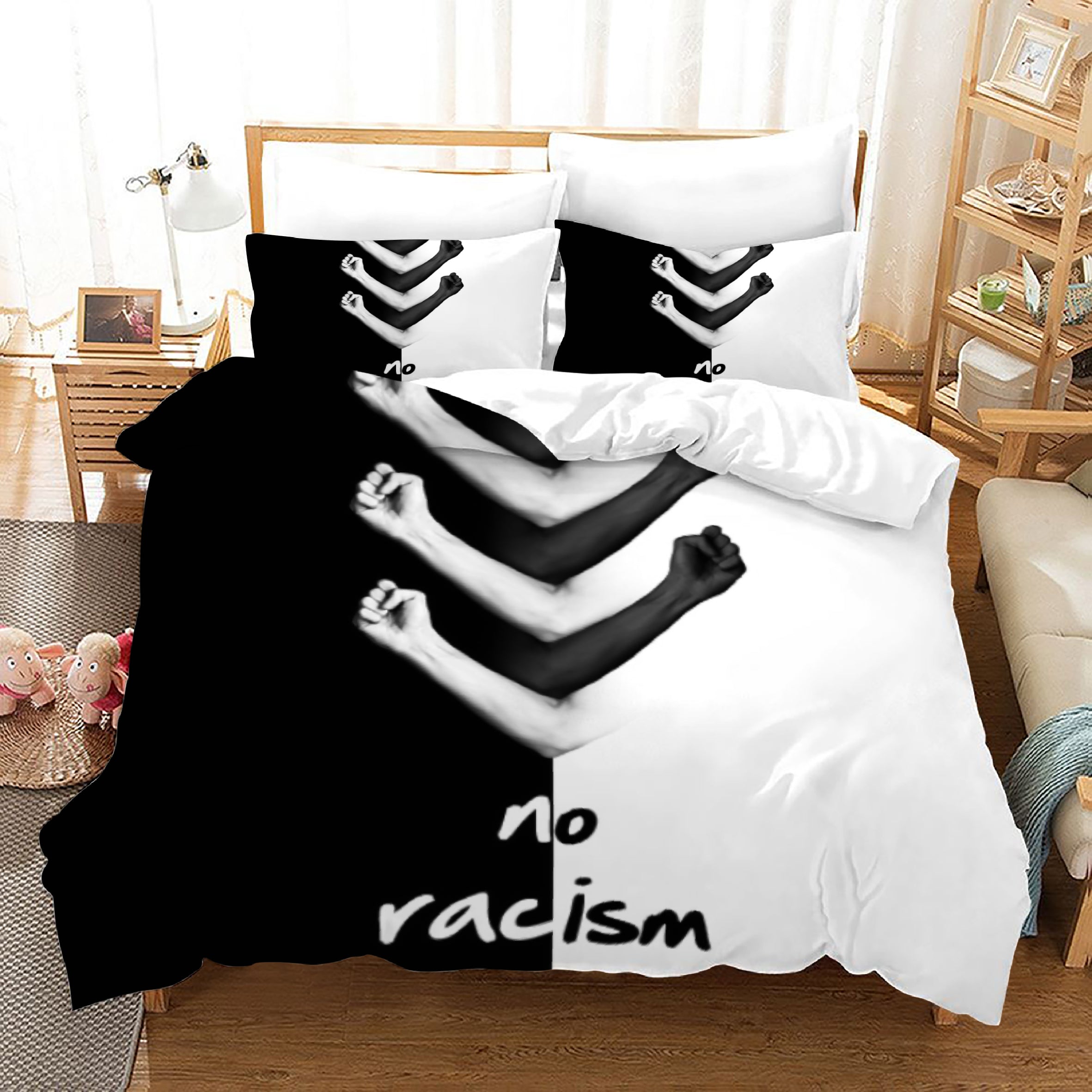 No Racism Duvet Cover Quilt Cover Pillowcase Bedding Set Bed Linen Home Bedroom Decor