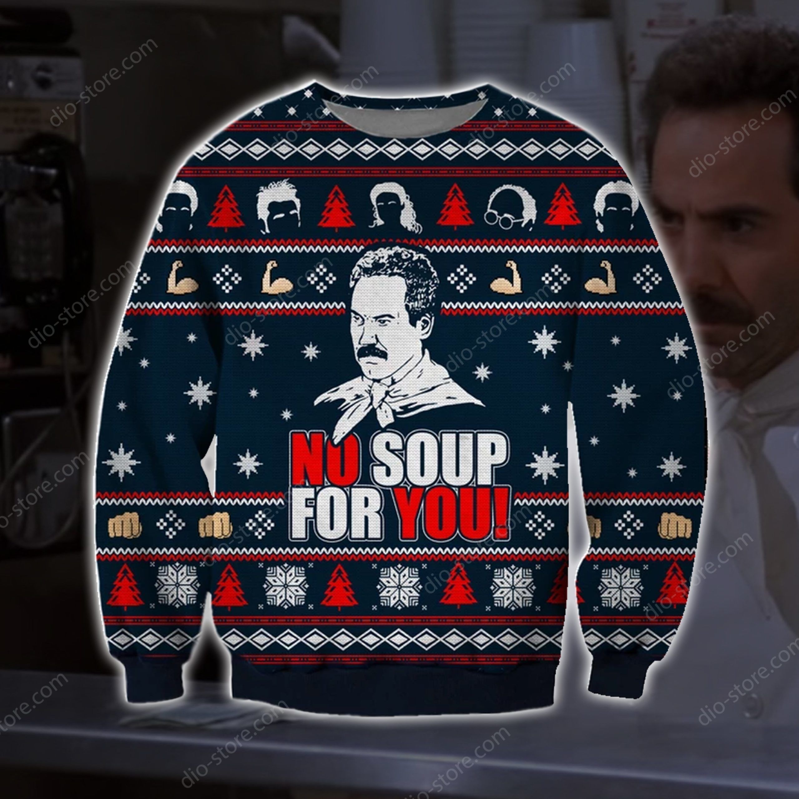 No Soup For You Knitting Pattern 3D Print Ugly Christmas Sweater
