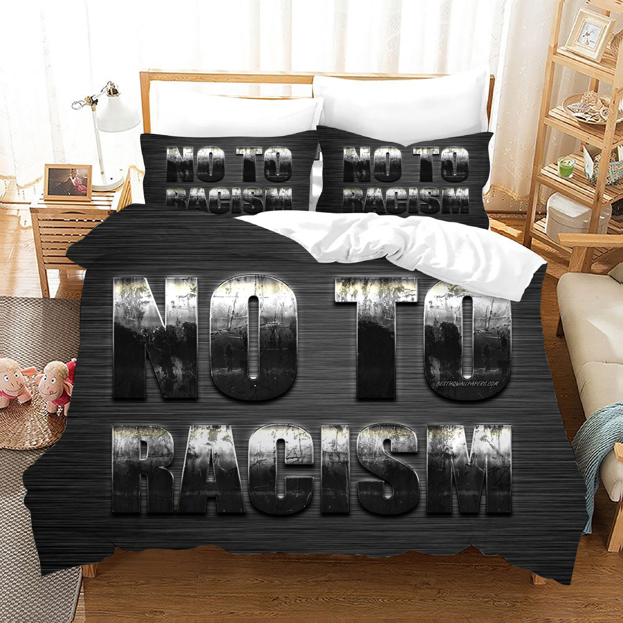 No To Racism Duvet Cover Quilt Cover Pillowcase Bedding Set Bed Linen Home Bedroom Decor